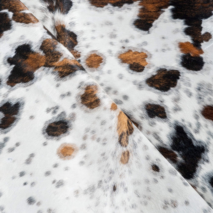 White Tricolor Cowhide Rug Size 7'3" L x 6'2" W 2914