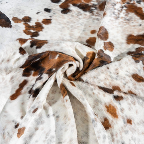 White Tricolor Cowhide Rug Size 7'4" L x 6'4" W 2918