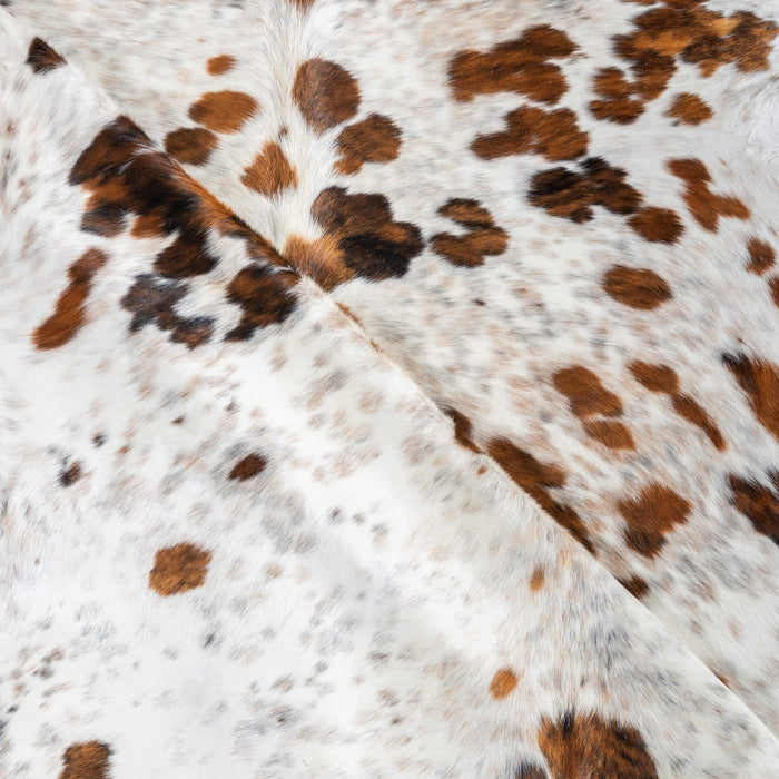 White Tricolor Cowhide Rug Size 7'4" L x 6'4" W 2918