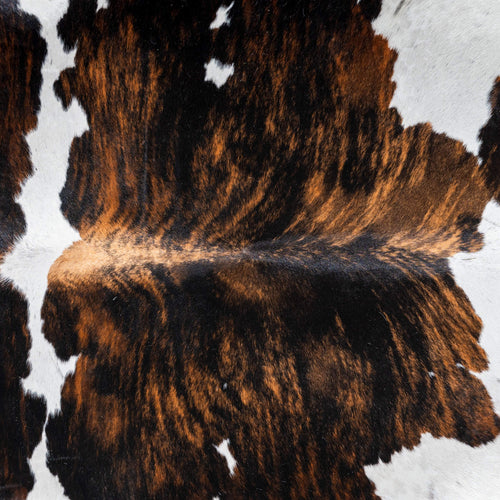 Tricolor Brindle Mix Cowhide Rug Size 7'8" L x 6'9" W 2925