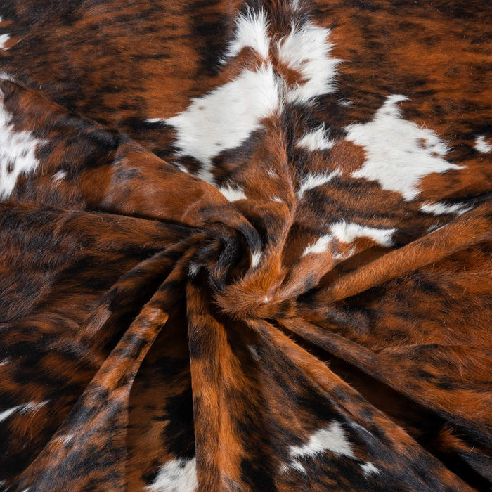 Tricolor Brindle Mix Cowhide Rug Size 7'8" L x 6'9" W 2925