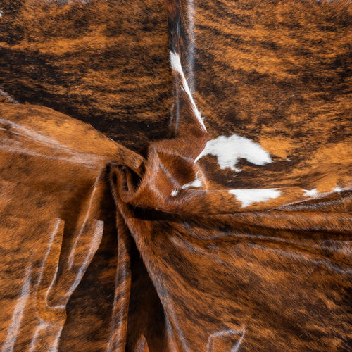 Tricolor Brindle Mix Cowhide Rug Size 7'4" L x 6'10" W 2927