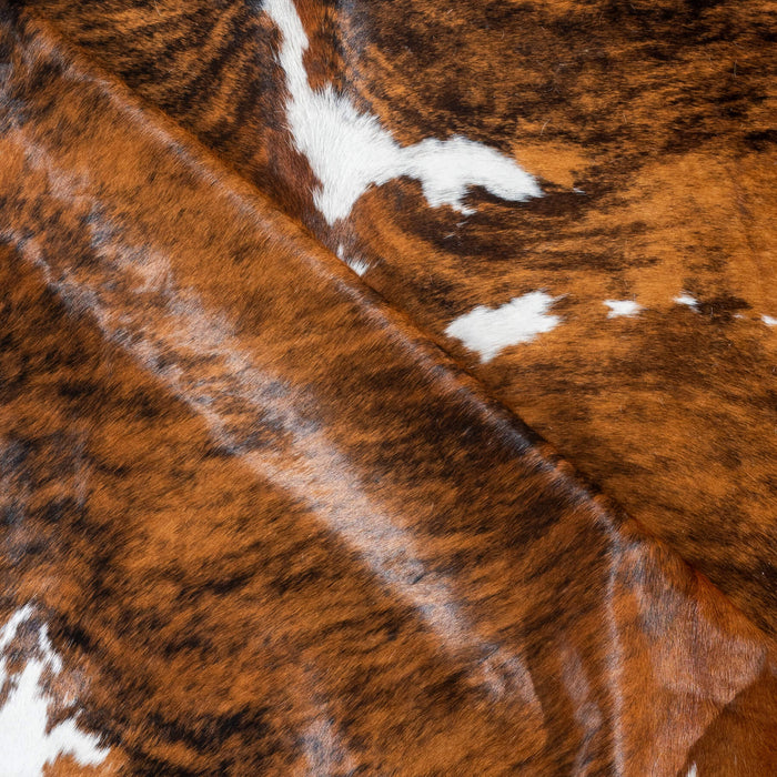 Tricolor Brindle Mix Cowhide Rug Size 7'4" L x 6'10" W 2927