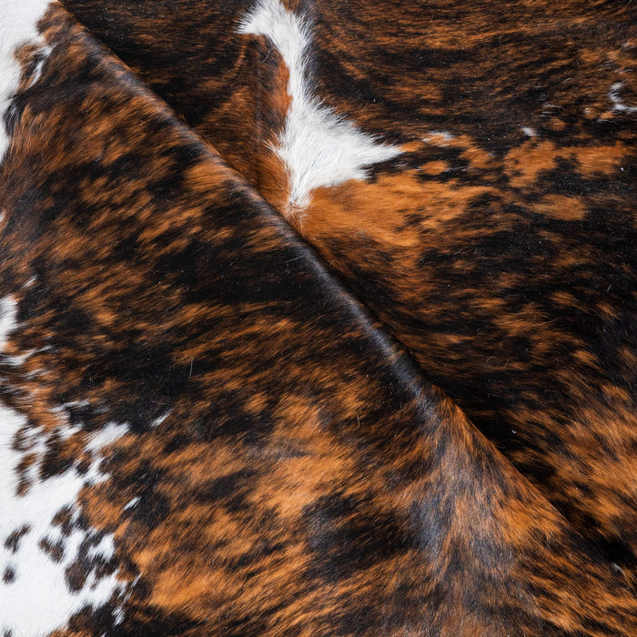 Tricolor Brindle Mix Cowhide Rug Size 7'3" L x 5'9" W 2932