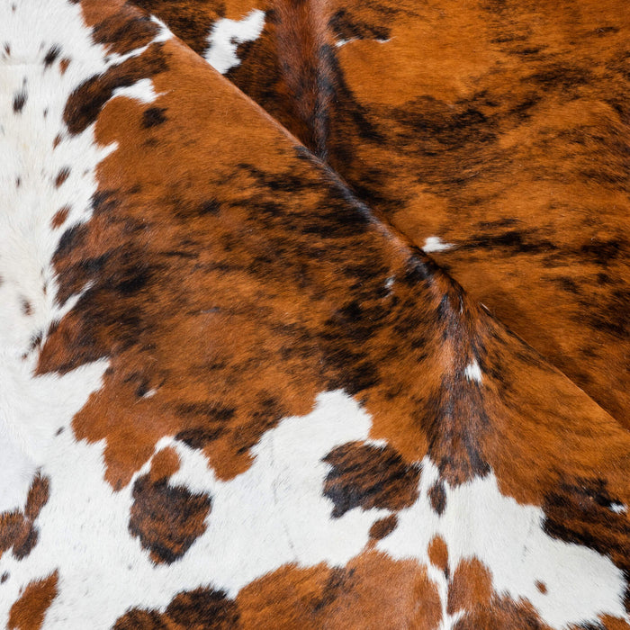 Tricolor Brindle Mix Cowhide Rug Size 7'2" L x 6'1" W 2957