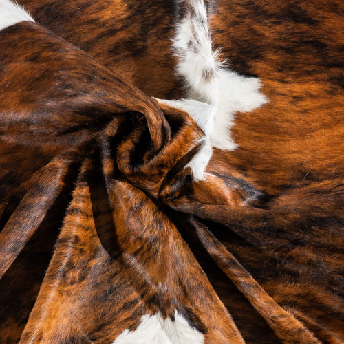 Tricolor Brindle Mix Cowhide Rug Size 7'0" L x 7'3" W 2962