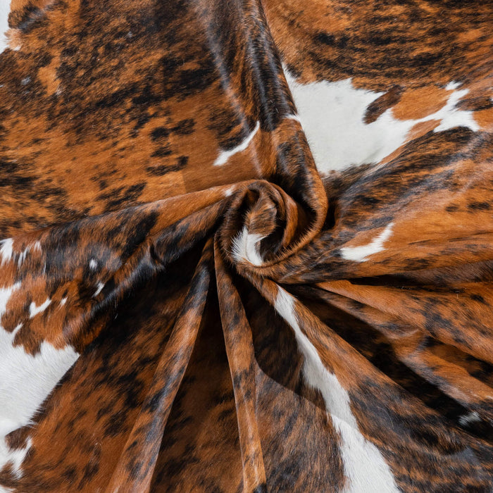 Tricolor Brindle Mix Cowhide Rug Size 7'4" L x 5'8" W 2963