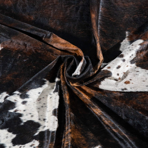 Dark Tricolor Cowhide Rug Size 7'8" L x 6'1" W 2964