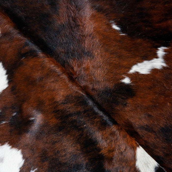Dark Tricolor Cowhide Rug Size 7'0" L x 6'2" W 2968