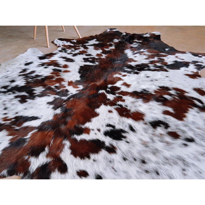 White Tricolor Cowhide Rug , Natural Suede Leather | eCowhides