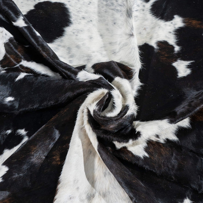 Dark Tricolor Cowhide Rug Size 7'7" L x 6'9" W 2980