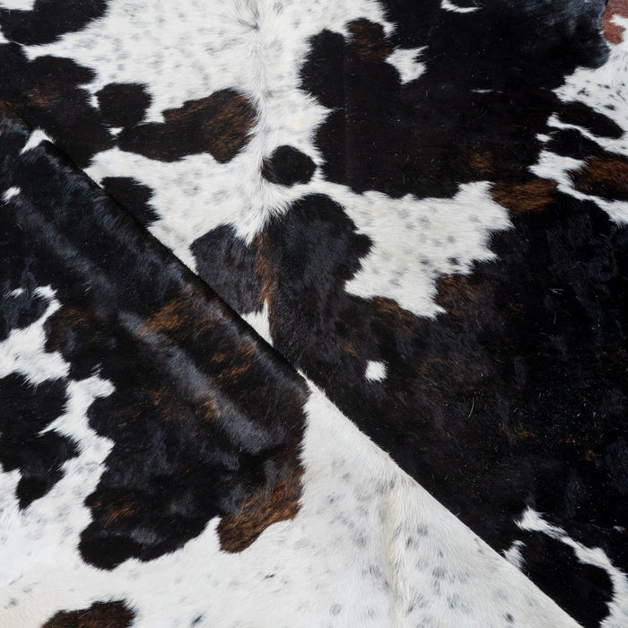 Dark Tricolor Cowhide Rug Size 7'7" L x 6'9" W 2980