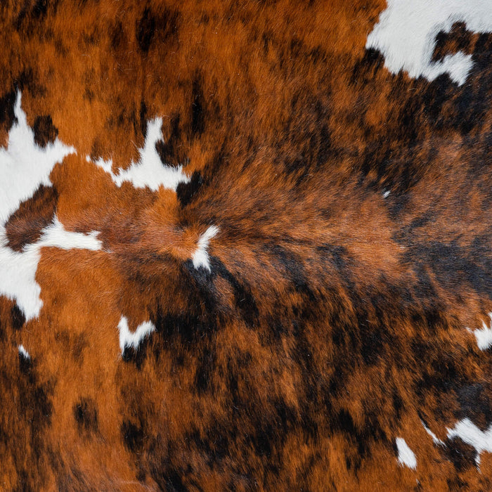 Tricolor Brindle Mix Cowhide Rug Size 7'9" L x 6'8" W 2983
