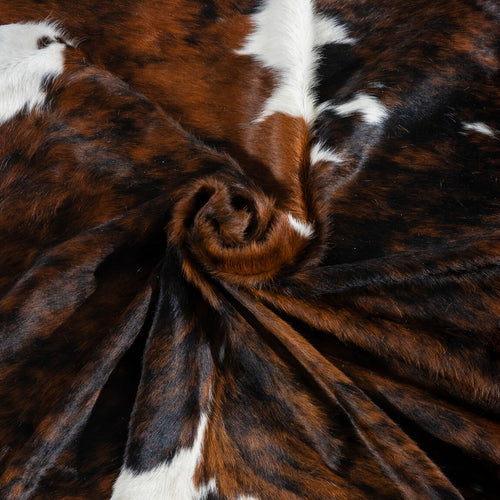 Tricolor Brindle Mix Cowhide Rug Size 7'10" L x 6'11" W 2985