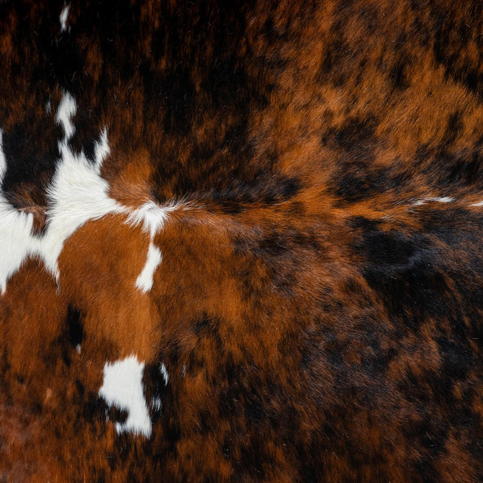 Tricolor Brindle Mix Cowhide Rug Size 7'10" L x 6'11" W 2985