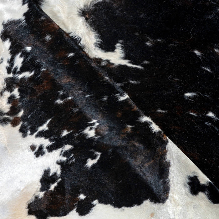 Dark Tricolor Cowhide Rug Size 7'7" L x 6'8" W 2987