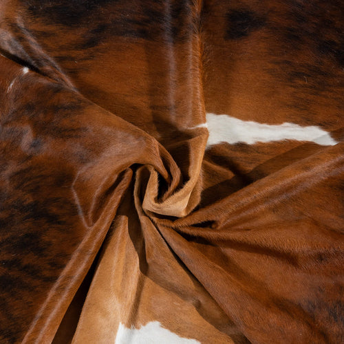 Tricolor Brindle Mix Cowhide Rug Size 7'7" L x 6'7" W 2990
