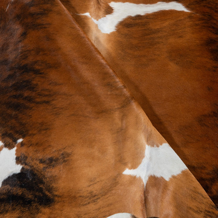 Tricolor Brindle Mix Cowhide Rug Size 7'7" L x 6'7" W 2990