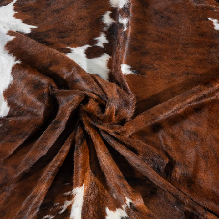 Tricolor Brindle Mix Cowhide Rug Size 7'6" L x 6'8" W 2996