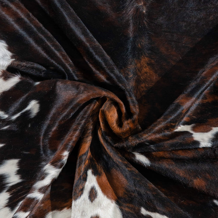 Dark Tricolor Cowhide Rug Size 7'6" L x 6'4" W 2998