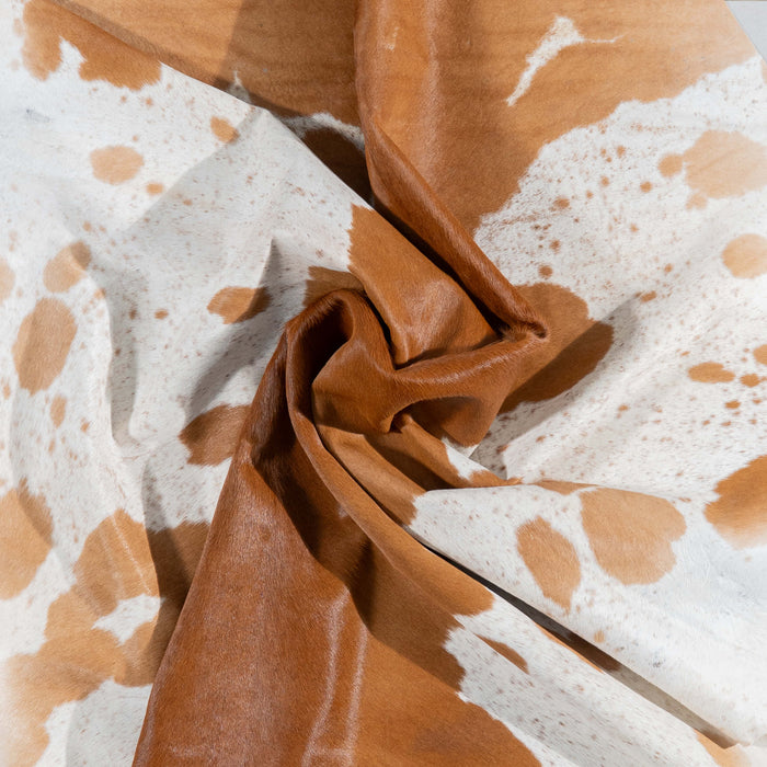 Brazilian Brown and White Cowhide Rug Size 7'3" L x 6'4" W 3001