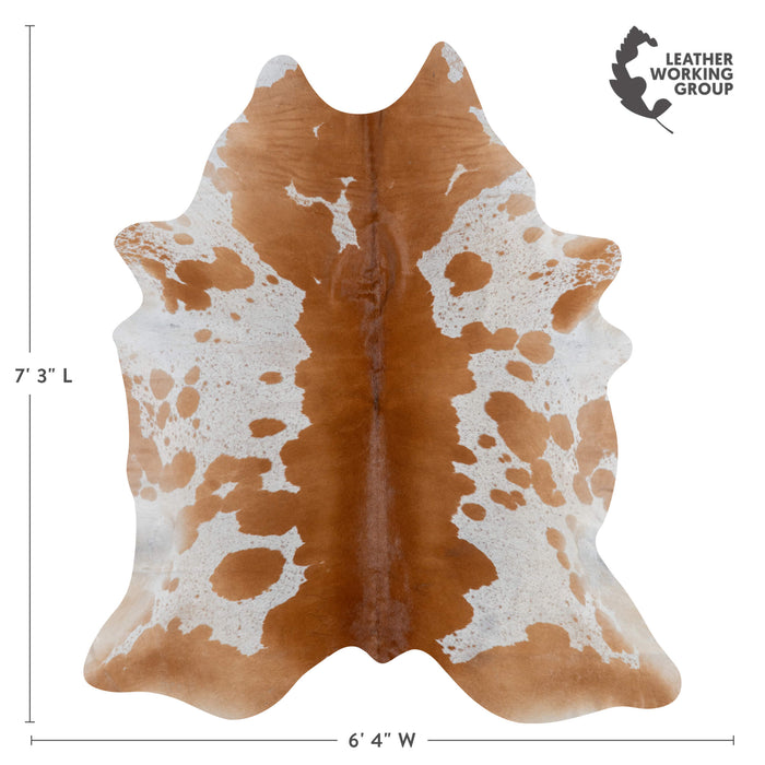 Brazilian Brown and White Cowhide Rug Size 7'3" L x 6'4" W 3001