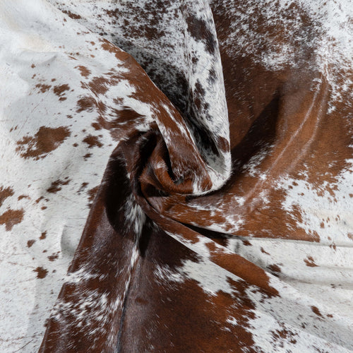 Brazilian Chocolate and White Cowhide Rug Size 8'0" L x 6'9" W 3002