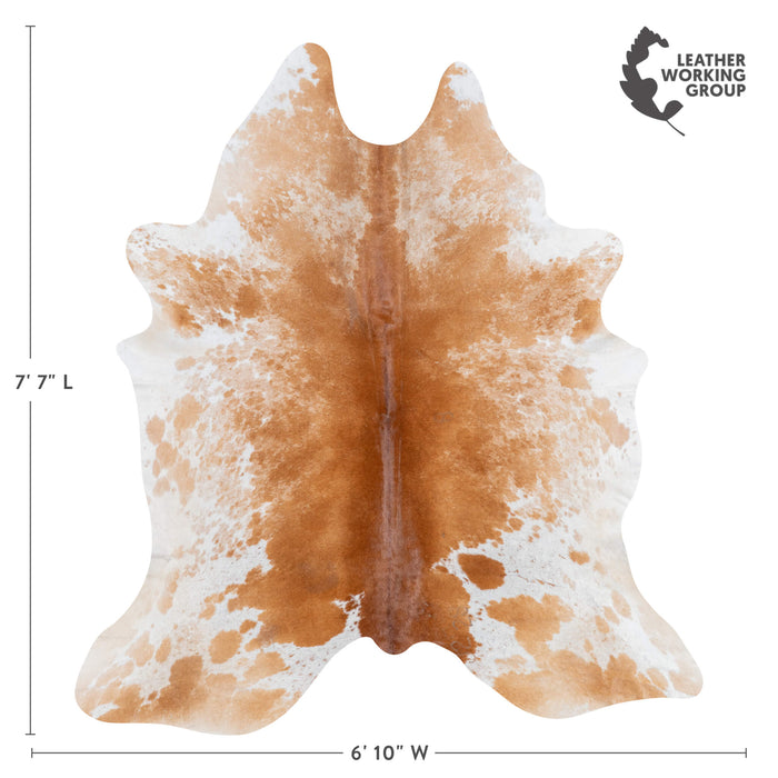 Brazilian Palomino and White Cowhide Rug Size 7'7" L x 6'10" W 3004