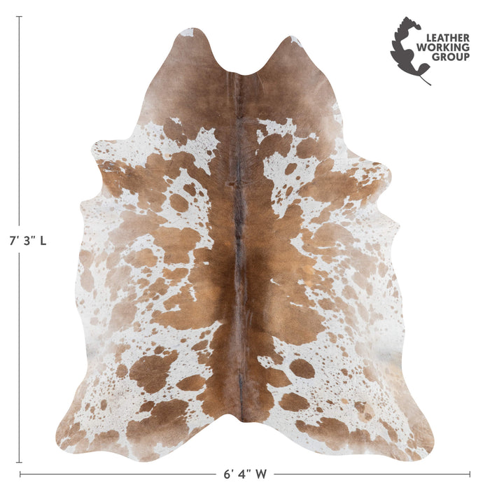 Brazilian Chocolate and White Cowhide Rug Size 7'3" L x 6'4" W 3016