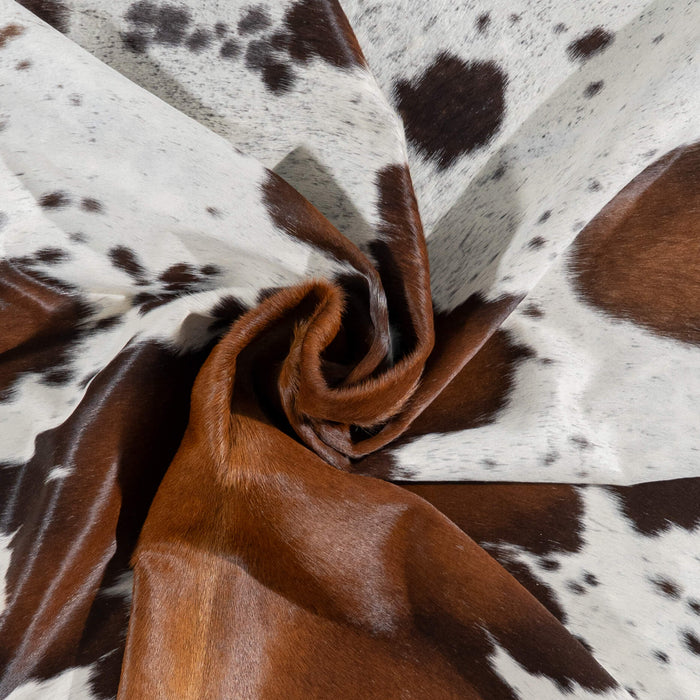 Brazilian Chocolate and White Cowhide Rug Size 7'9" L x 7'1" W 3035