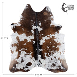 Brazilian Chocolate and White Cowhide Rug Size 6'11" L x 5'11" W 3045