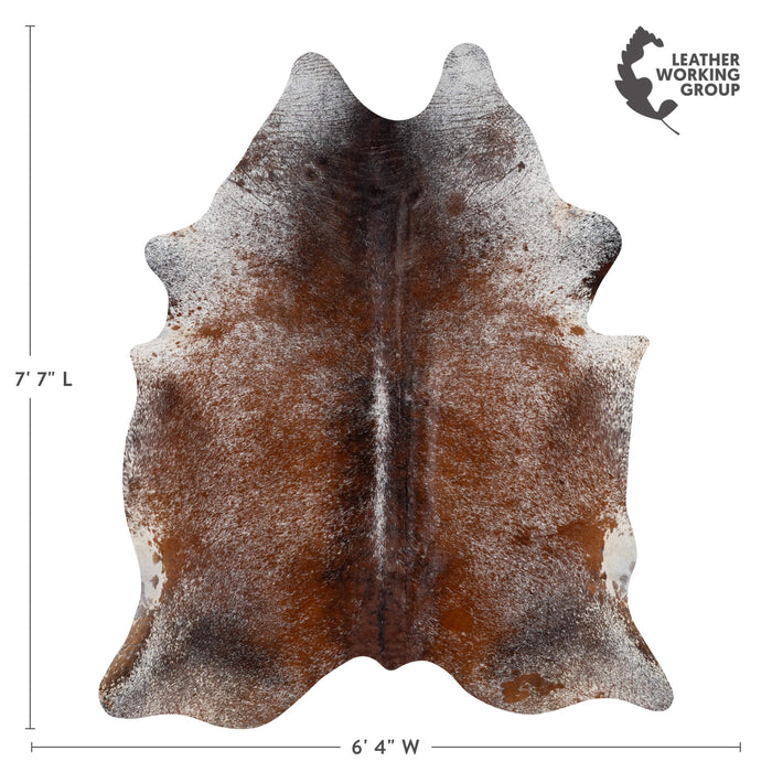Brazilian Brown Salt and Pepper Cowhide Rug Size 7'7" L x 6'4" W 3058