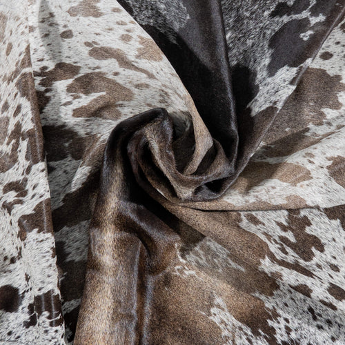 Brazilian Chocolate and White Cowhide Rug Size 7'9" L x 6'7" W 3059
