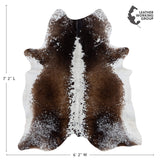 Brazilian Brown Salt and Pepper Cowhide Rug Size 7'2" L x 6'2" W 3061