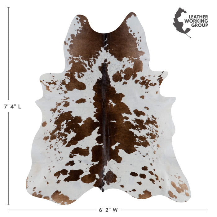 Brazilian Chocolate and White Cowhide Rug Size 7'4" L x 6'2" W 3067