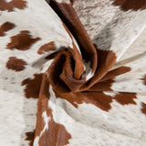 Brazilian Brown and White Cowhide Rug Size 7'3" L x 6'8" W 3081