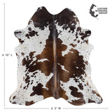 Brazilian Chocolate and White Cowhide Rug Size 6'10" L x 6'3" W 3094