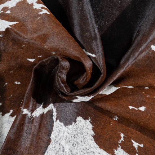Brazilian Chocolate and White Cowhide Rug Size 7'6" L x 6'3" W 3098