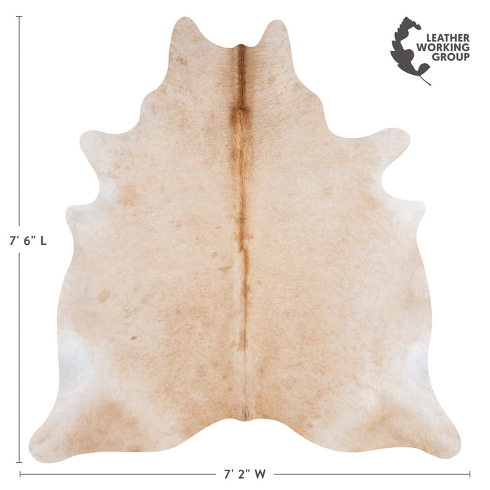 Brazilian Beige Cowhide Rug Size 7'6" L x 7'2" W 3107
