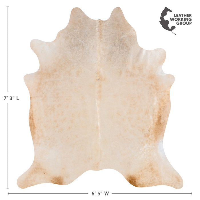 Brazilian Beige Cowhide Rug Size 7'3" L x 6'5" W 3108