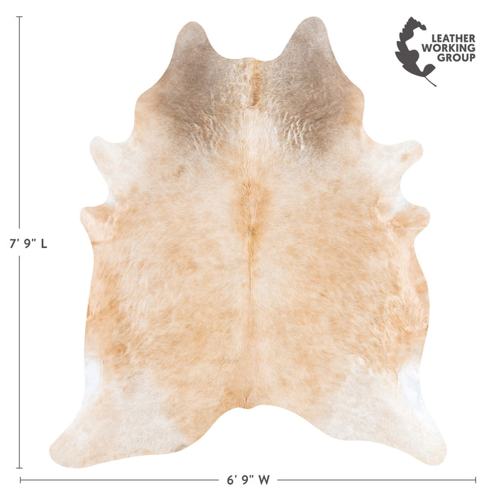 Brazilian Beige Cowhide Rug Size 7'9" L x 6'9" W 3125