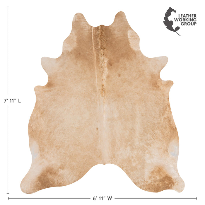 Brazilian Beige Cowhide Rug Size 7'11" L x 6'11" W 3128