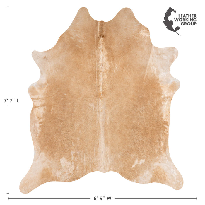 Brazilian Beige Cowhide Rug Size 7'7" L x 6'9" W 3132