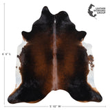 Brazilian Mahogany Cowhide Rug Size 6'6" L x 5'10" W 3221