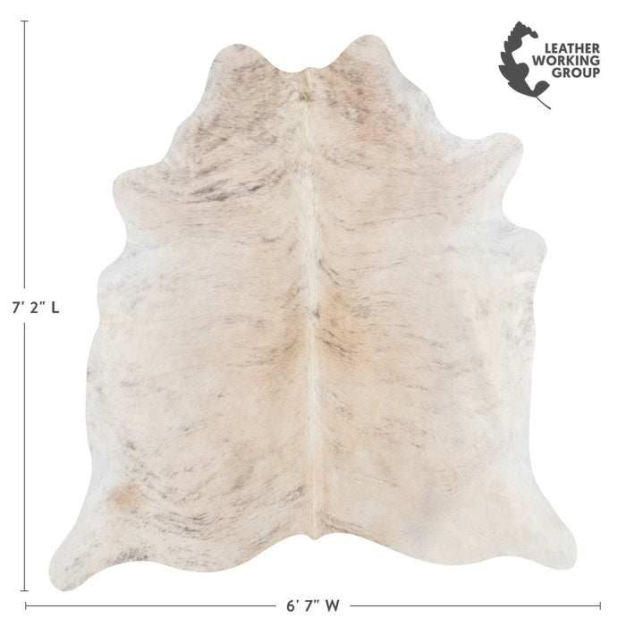 Brazilian Light Grey Brindle Cowhide Rug Size 7'2" L x 6'7" W 3238
