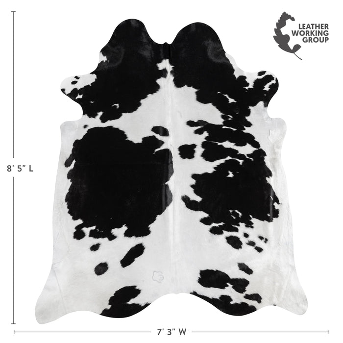 Brazilian Black and White Cowhide Rug Size 8'5" L x 7'3" W 3242