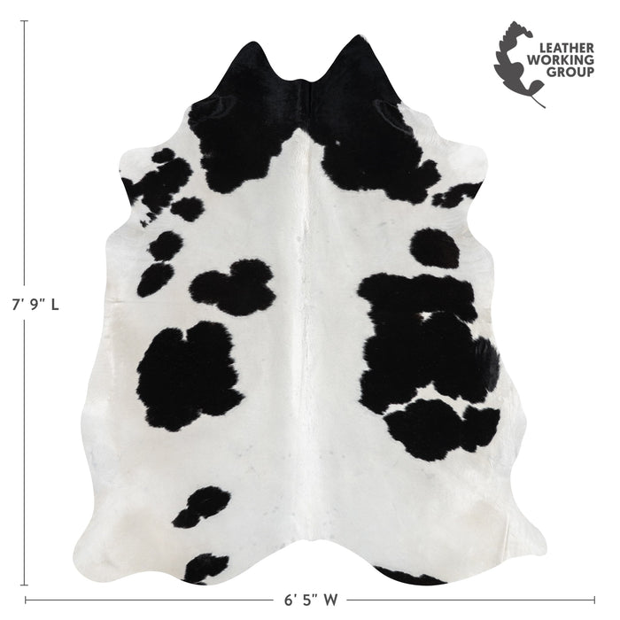 Brazilian Black and White Cowhide Rug Size 7'9" L x 6'5" W 3245