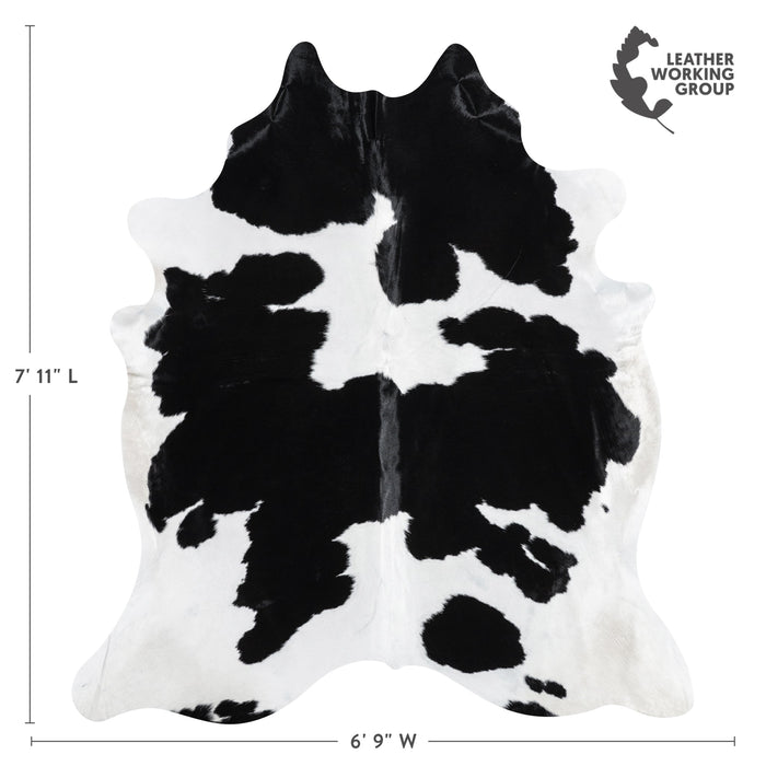 Brazilian Black and White Cowhide Rug Size 7'11" L x 6'9" W 3247