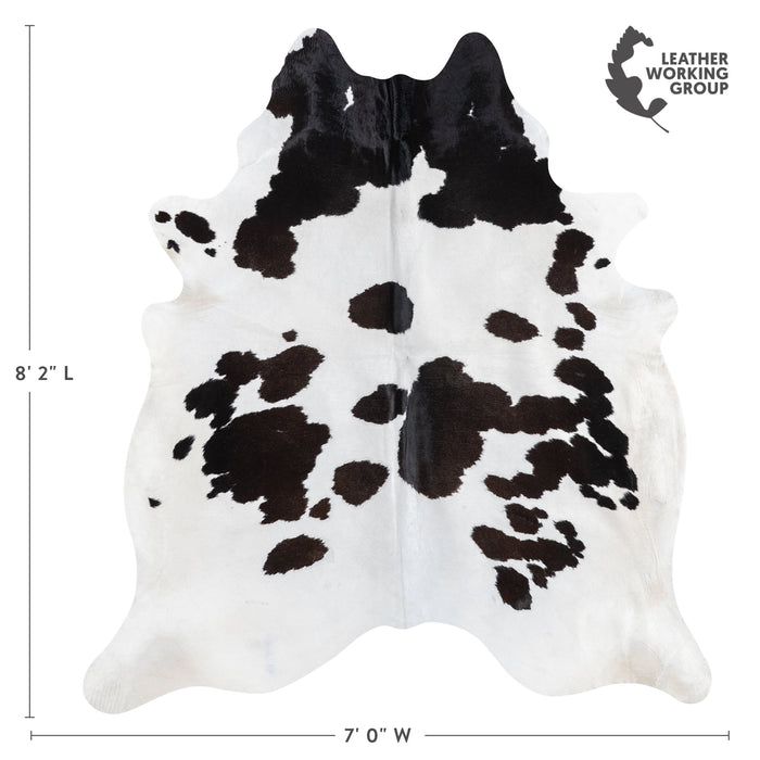 Brazilian Black and White Cowhide Rug Size 8'2" L x 7'0" W 3253