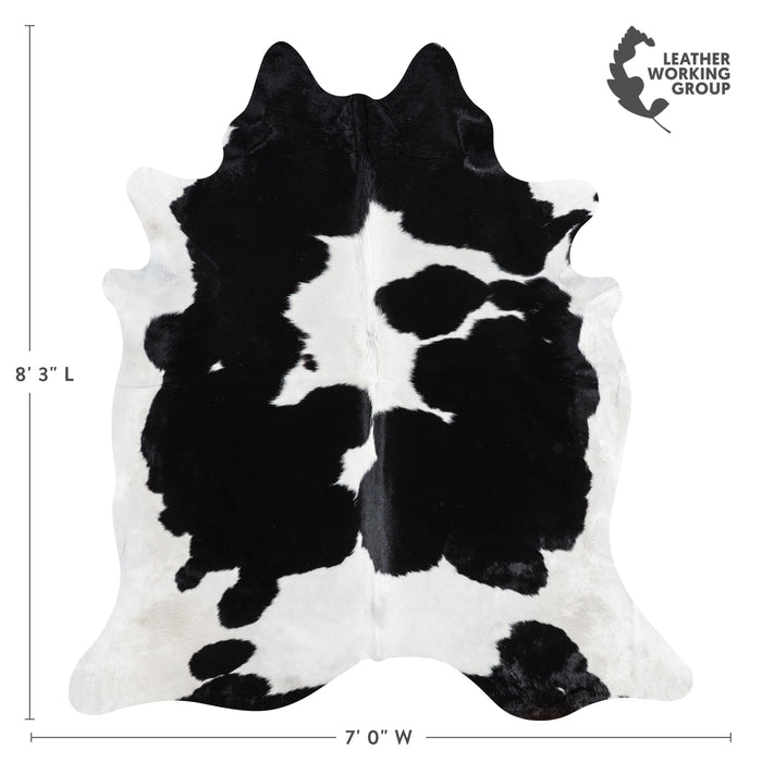 Brazilian Black and White Cowhide Rug Size 8'3" L x 7'0" W 3255